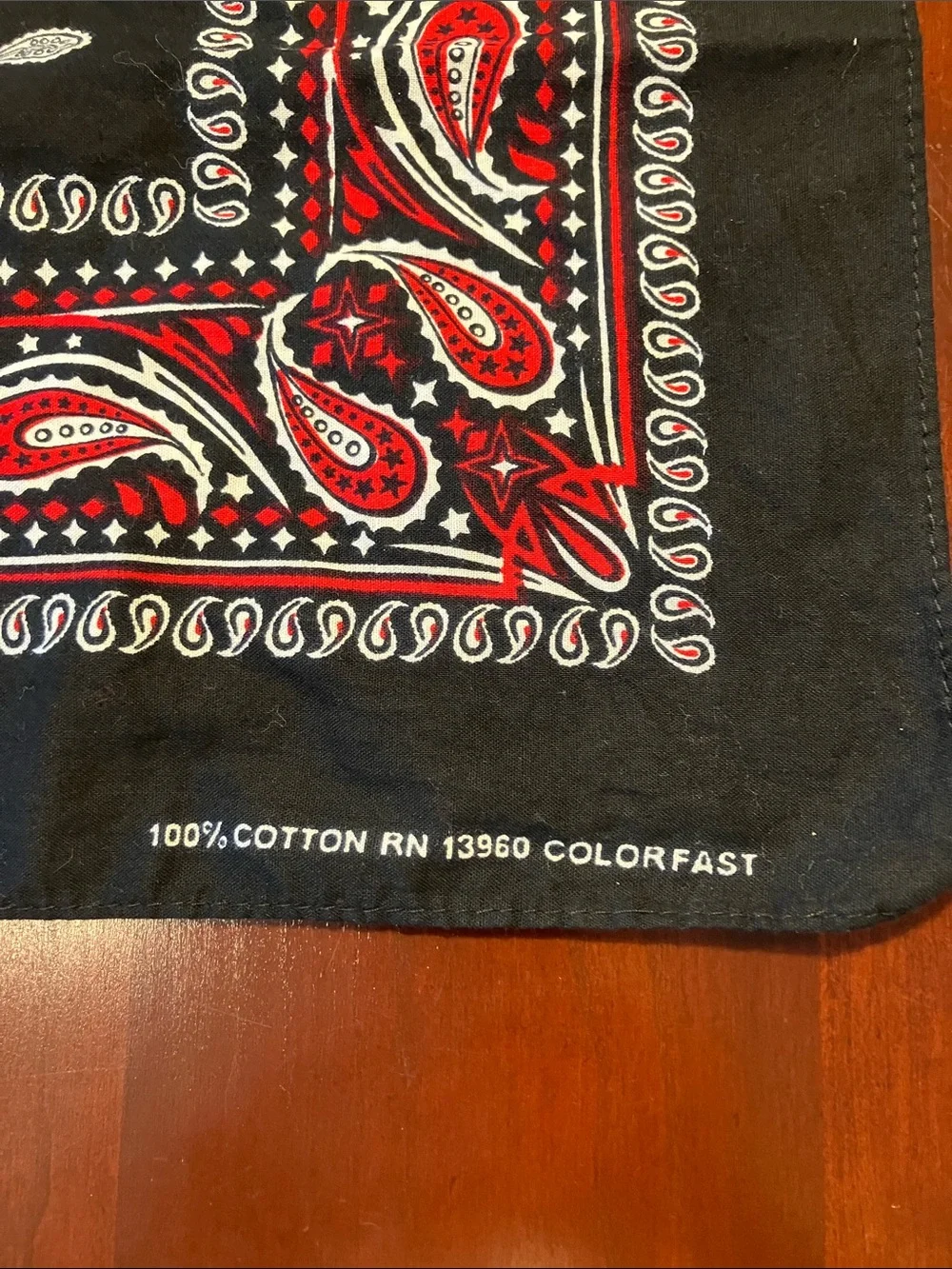 Vintage Black and Red Paisley Cotton Bandana